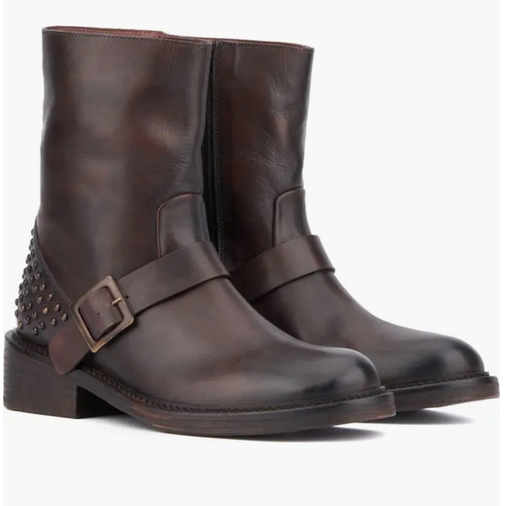 Studded leather boot